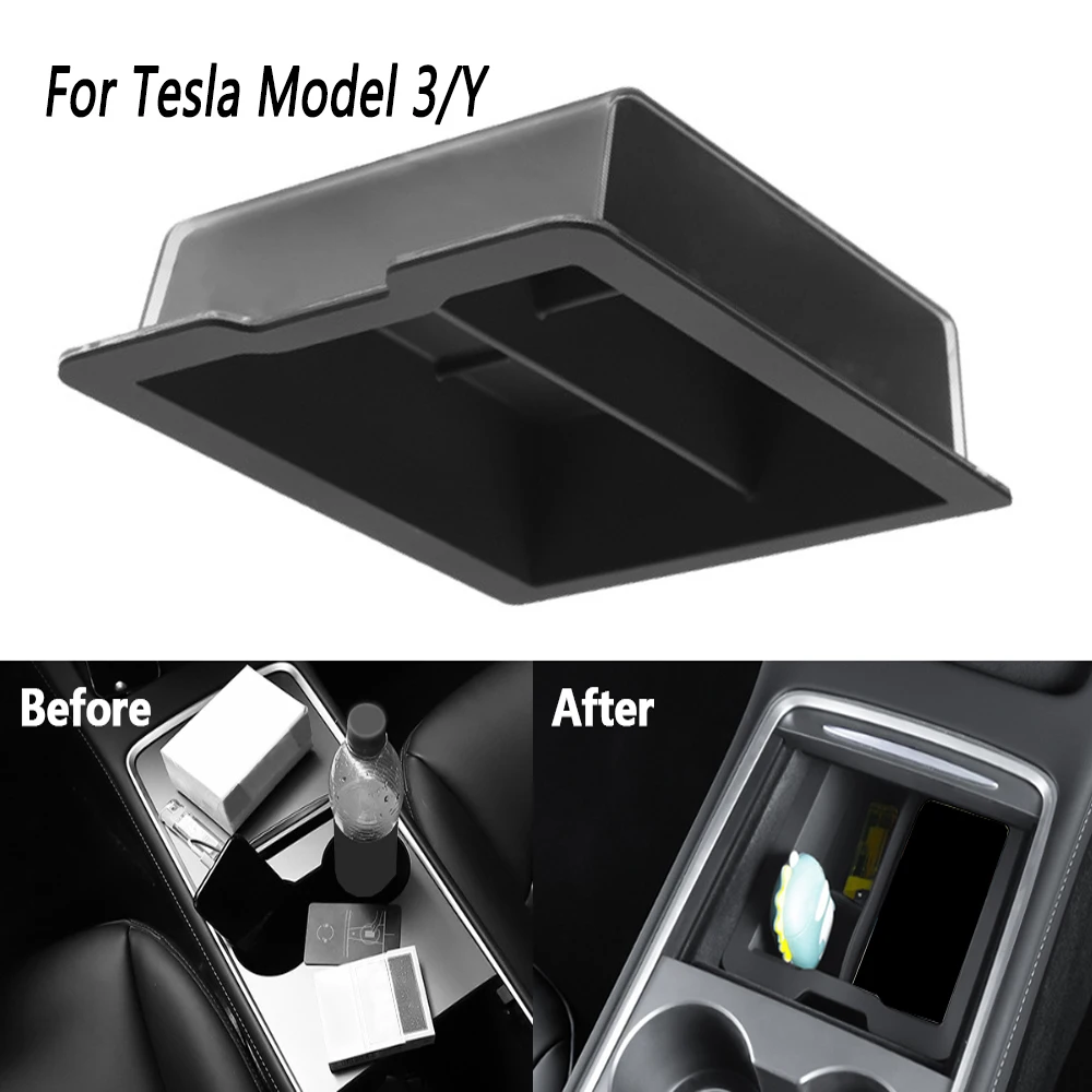 

New Center Console Armrest Storage Box Organizer ABS Accessories for Tesla Model 3/Y 2021 2022 2023