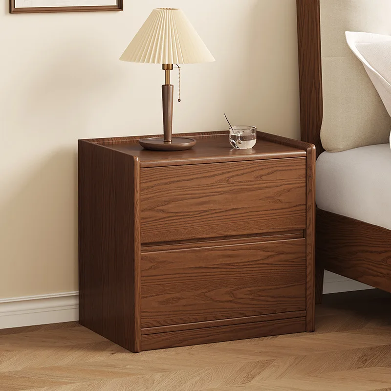 All solid wood bedside table, rubber wood locker, simple storage cabinet, living room small apartment storage cabinet