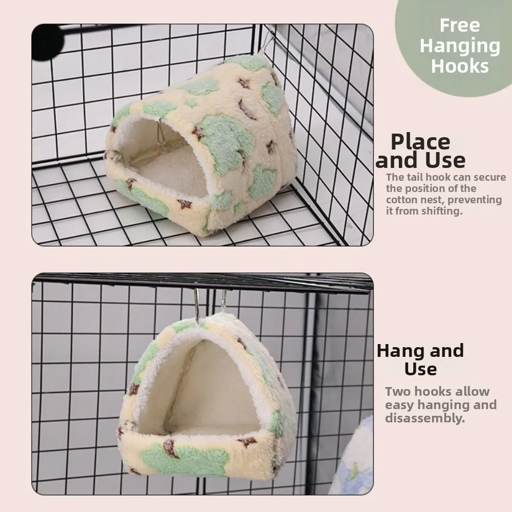 Neues hängendes Plüsch-Papageiennest, warme Baumwolle, großes Fassungsvermögen, gefüllte Vogelhütte, weiches Zelt-Design, Meerschweinchen-Nest für den Winter. – Detail 6