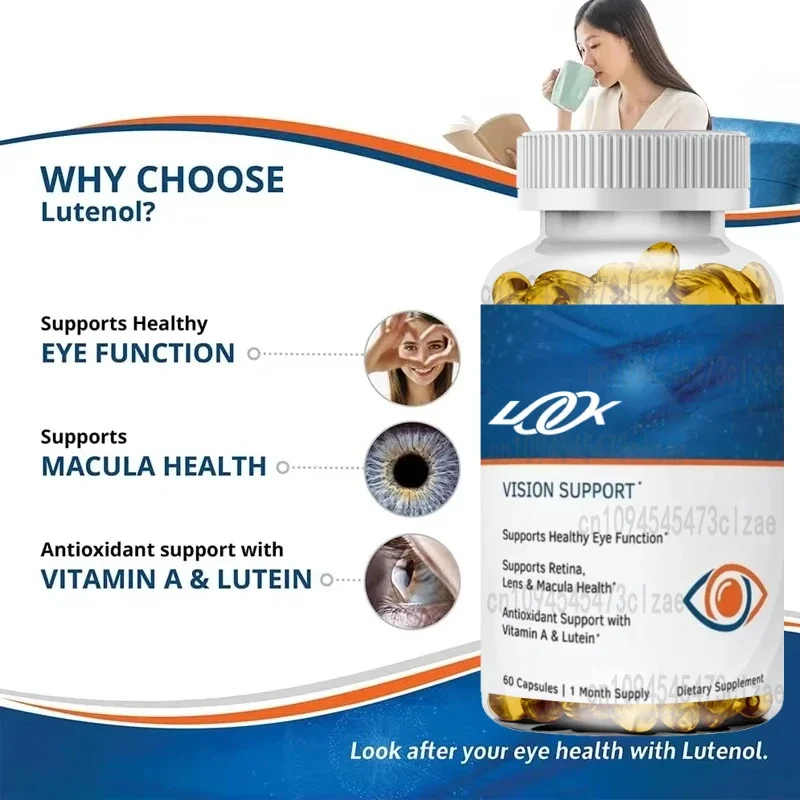 

Добавка для поддержки естественного зрения, содержащая витамины для глаз, лютеином и зерексантином, витамином А и цинком, 60 капсул