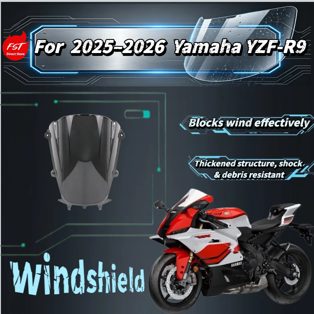 For Yamaha YZF R9 2025-2026 Motorcycle Modified Racing Windshield Windscreen Wind Deflector Windproof Fairing Accessory