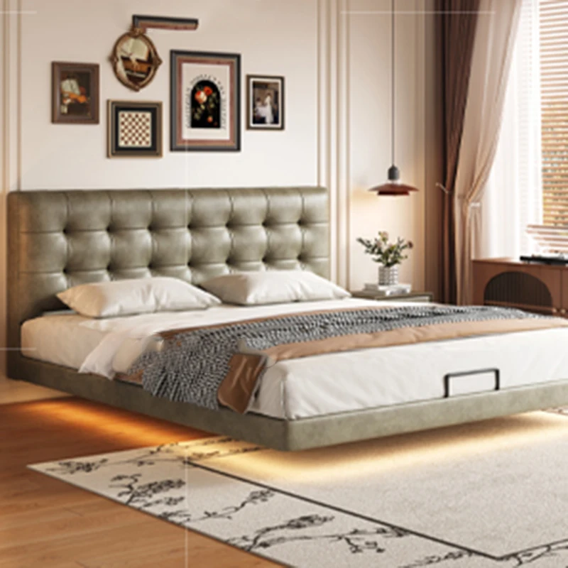 Immagine 6: Letto matrimoniale per camera da letto Letto moderno galleggiante con piattaforma per dormire al sole Letto sicuro Semplice King Size Letto Matrimoniale Lounge Suite Furniture