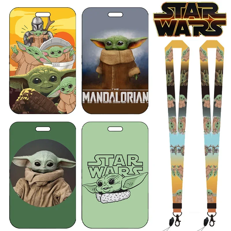 Star Wars Baby Yoda Card Holder Lanyard Phone Rope ID Card Badge Holder Neck Strap New Cartoon Keychain Lariat Card Cover Gift