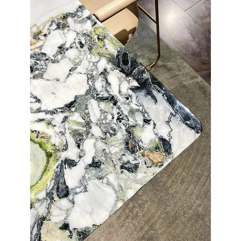 Cold jade luxury stone dining table natural marble rectangular dining table