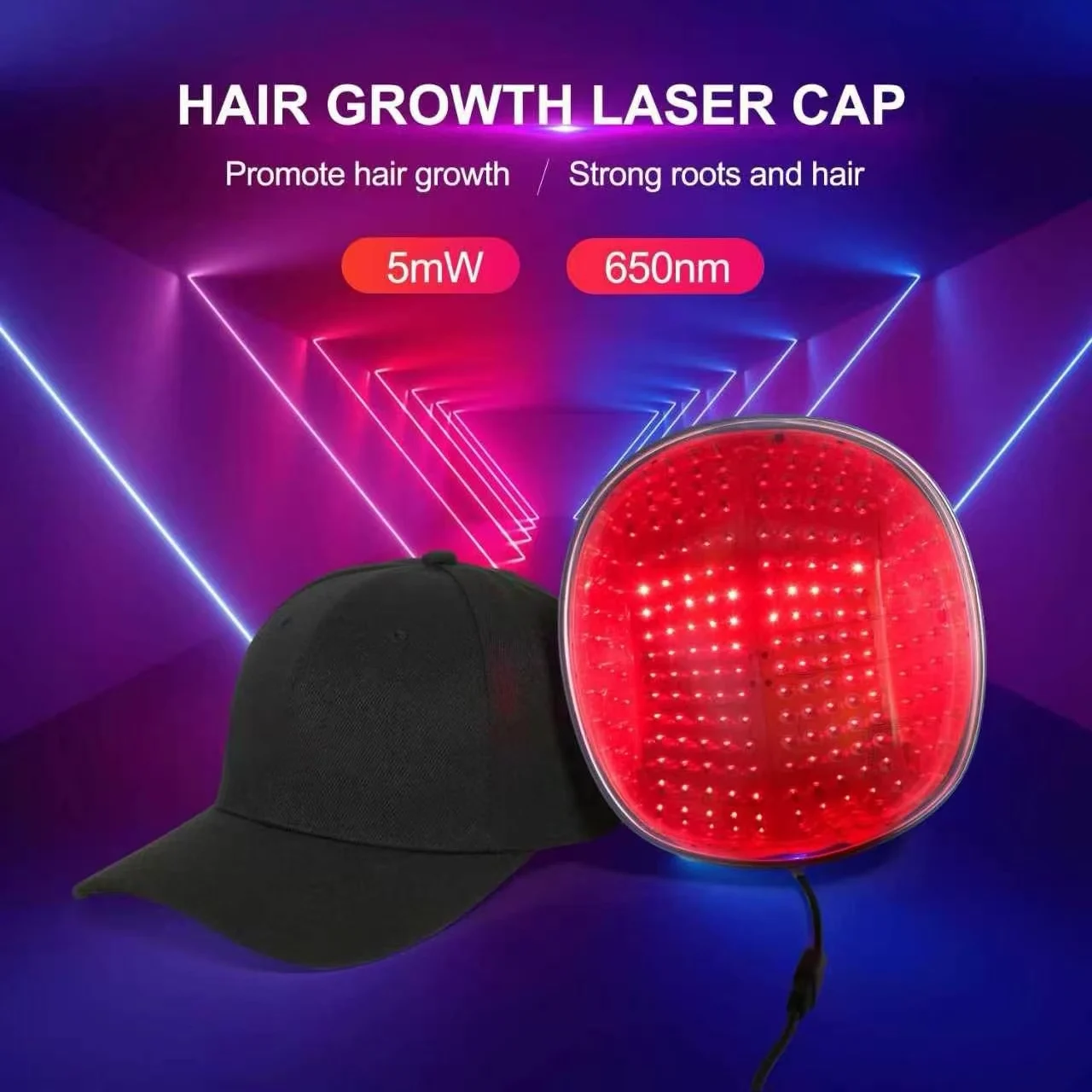 Low Level Laser Therapy Cap 650nm, LLLT Hair Growth Device for Treating Thinning Hair and Baldness, Stimulates Hair Regrowth