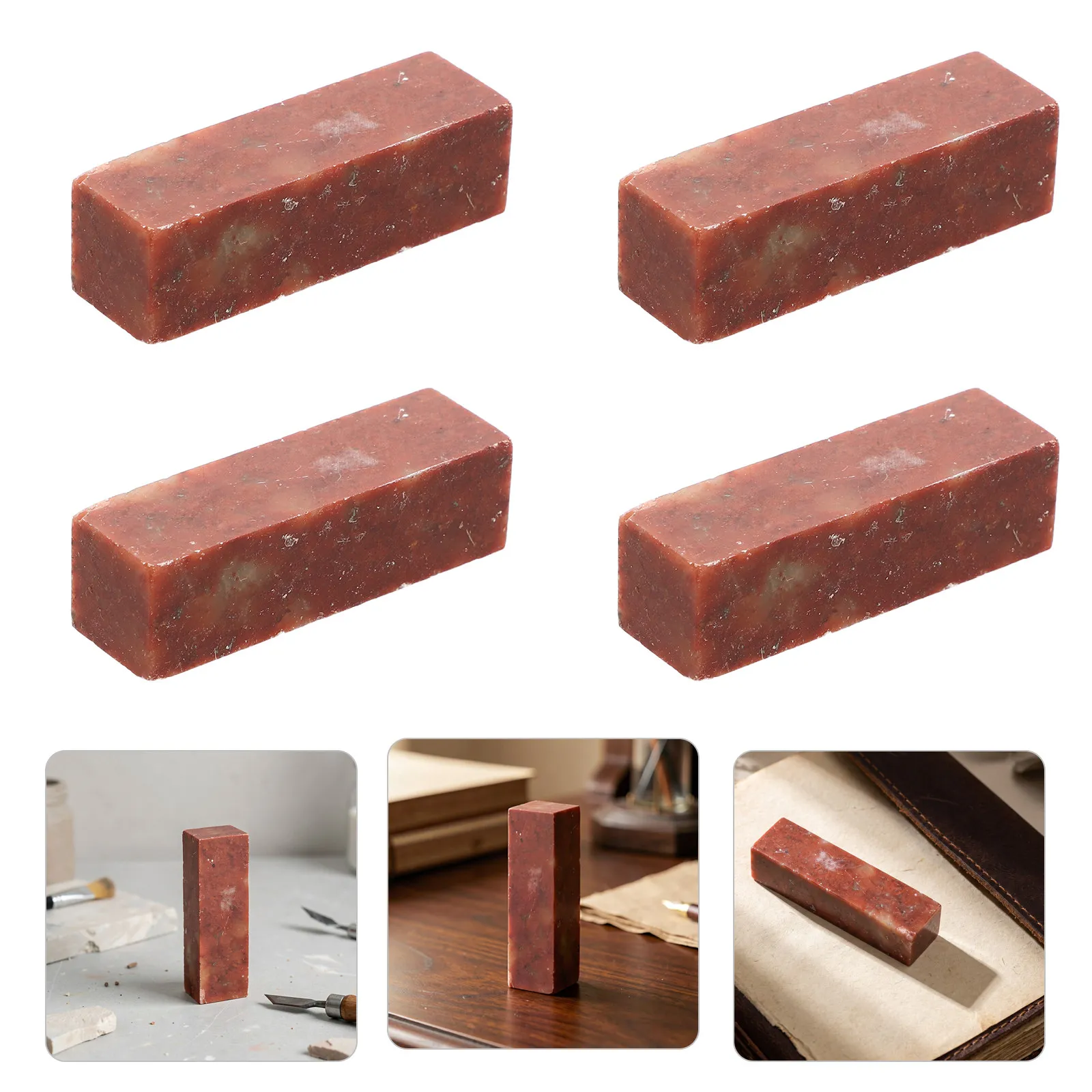 4Pcs Natural Stone Seal Carving Set Square Blank Name Stamps for Chinese Calligraphy Engraving Crafts