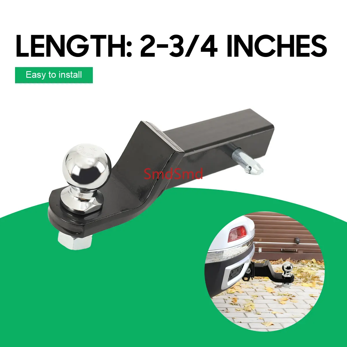 2inch/50mm Towbar Tongue Ball Mount spray black Hitch Receiver Steel for Towing Towbar Caravan Truck Accessories