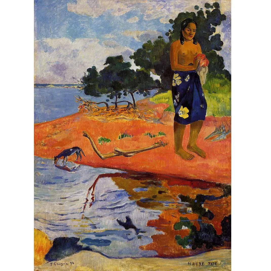 

She goes down to the fresh water (Haere Pape) by Paul Gauguin Hand painted famous oil painting reproduction Figure oil painting