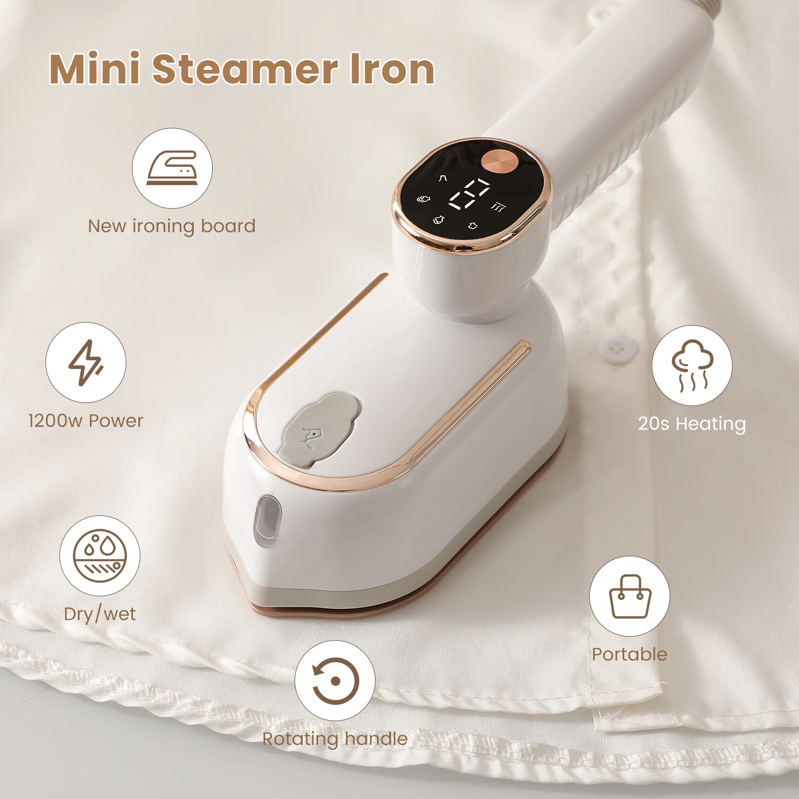 Handheld Small Ironing Machine Foldable Hand Holding  with Four Temperature Control Handheld Fabric Steamer for Home Travelling