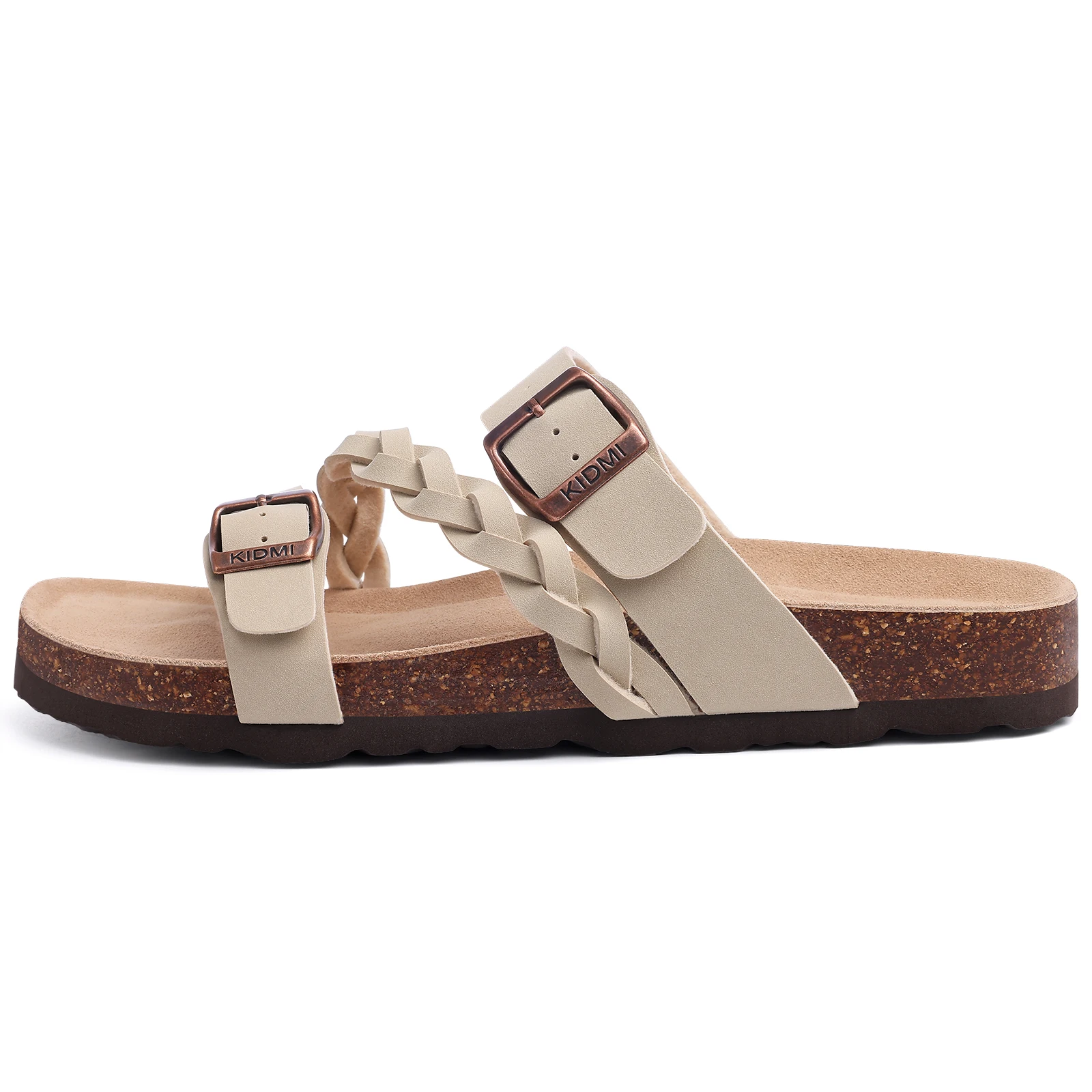 Litfun Women's Cork Sandals With Arch Support, Comfortable Slip-On Beach Sandals With Adjustable Buckle For Summer_voghion.com