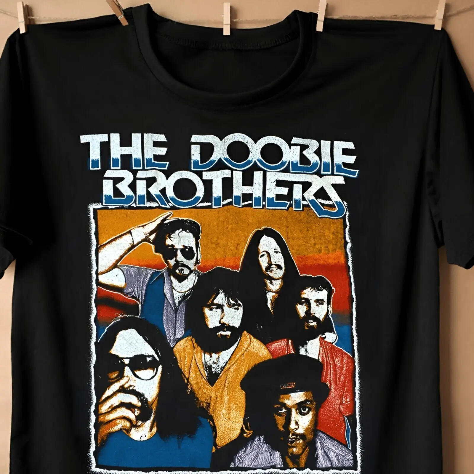 The Doobie Brothers Heavy Cotton Black All Size Unisex Tee Shirt