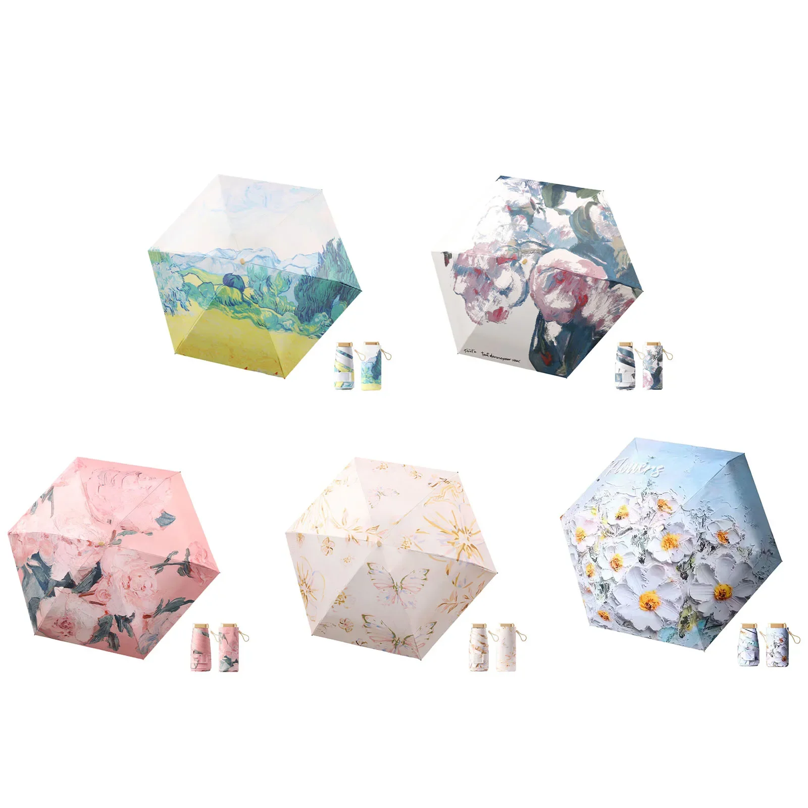 For Outdoor Travel Daily CommuteDual Use Sun Umbrella 6-Rib Mini Sun Proof Umbrella Ultra Light Sunscreen Umbrella