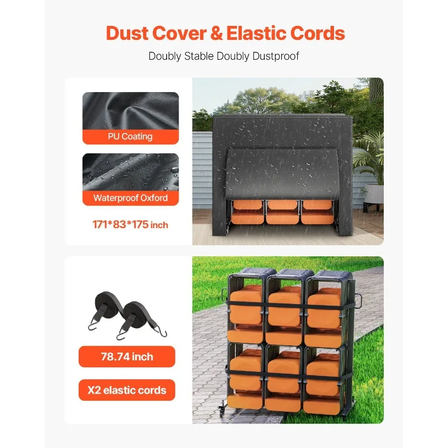 عربة رف الكرسي القابلة للطي لـ 84 كرسيًا و12 طاولة + 42 كرسيًا بوزن 800 رطلًا #6