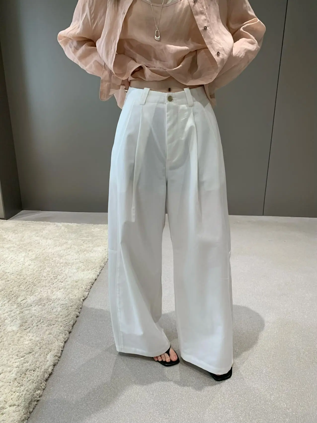 

Enxi High Waist Wide Leg Pants Casual Drapey Loose Versatile Commute Simple Style Women's High Waist Straight Leg Trousers