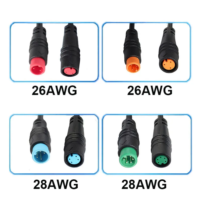 M8 Waterproof 2pin 3Pin 4pin 5pin Electric Bicycle Joint Plug Male Female Connector Eblike Scooter Brake Cable 24awg 28awg