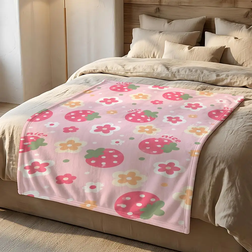 Fruit Floral Set Throw Short Plush Throw Blanket Soft Skin-Friendly Multi-Scene Home Office