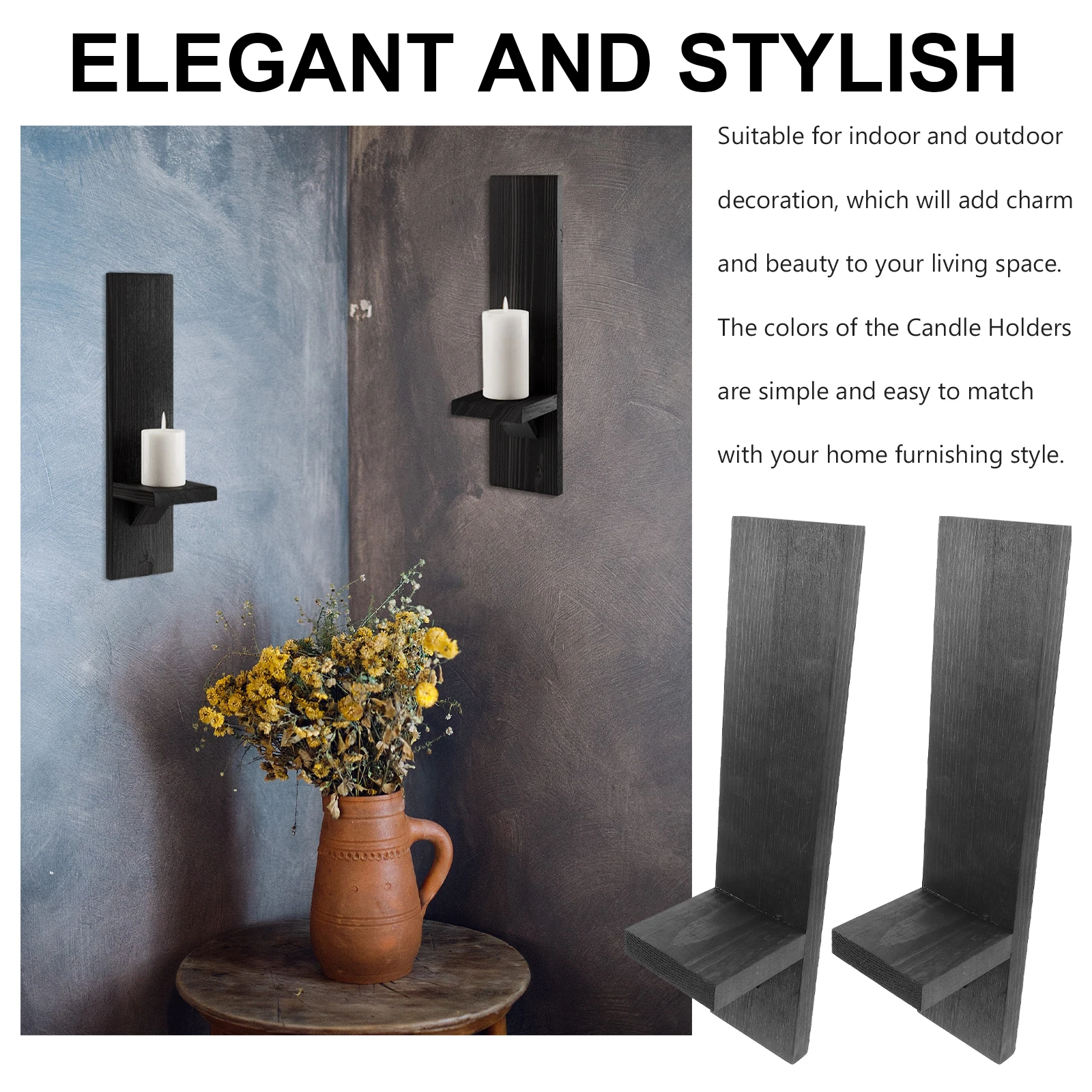 

Wood Wax Stand Holder Rustic Sconces Wall Lamp Mounted Wooden Vintage Candlestick Holders