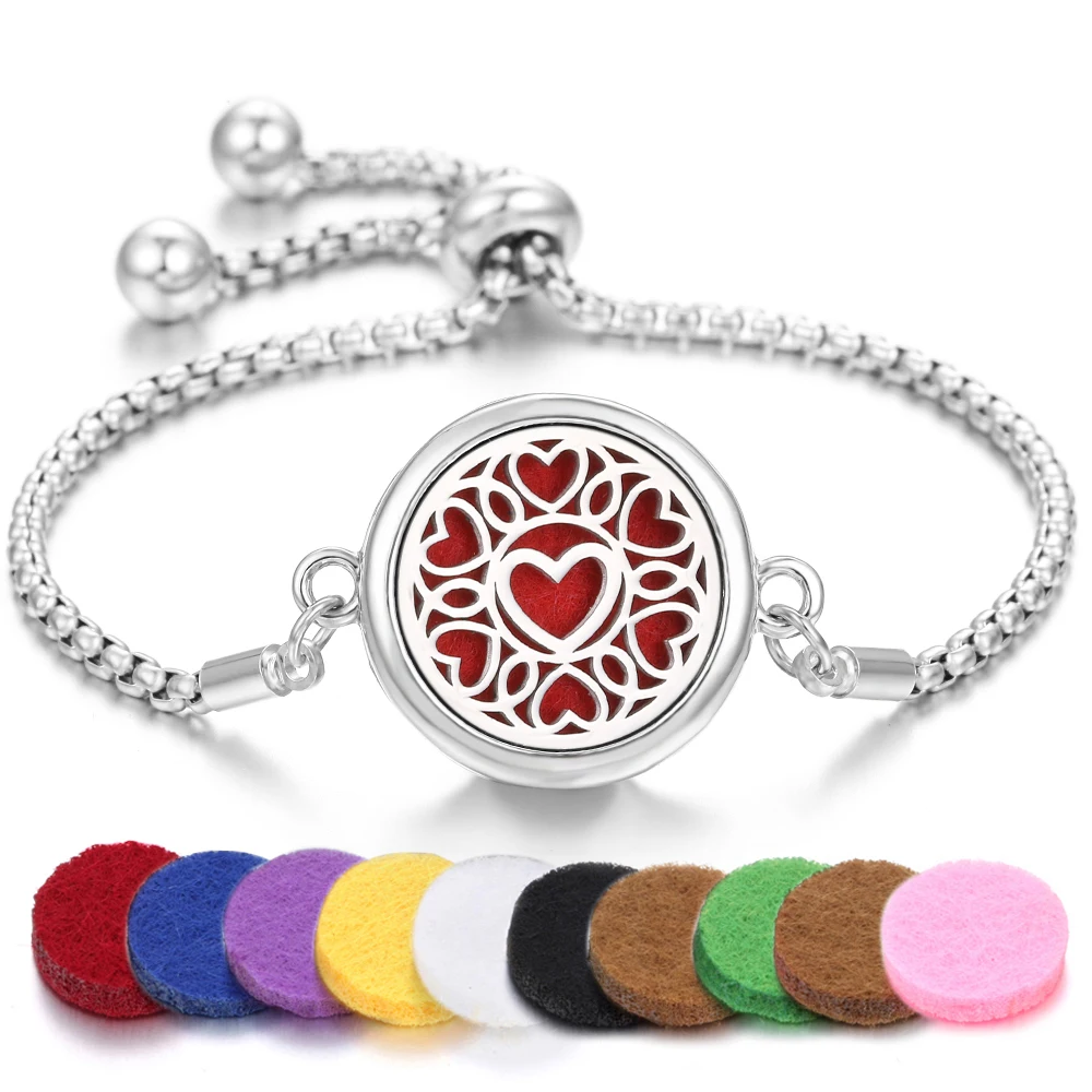 New Aromatherapy Diffuser Bracelet Essential Oil Diffuser Bracelet Alloy Stainless Steel Perfume Aroma Locket Bracelet for Women