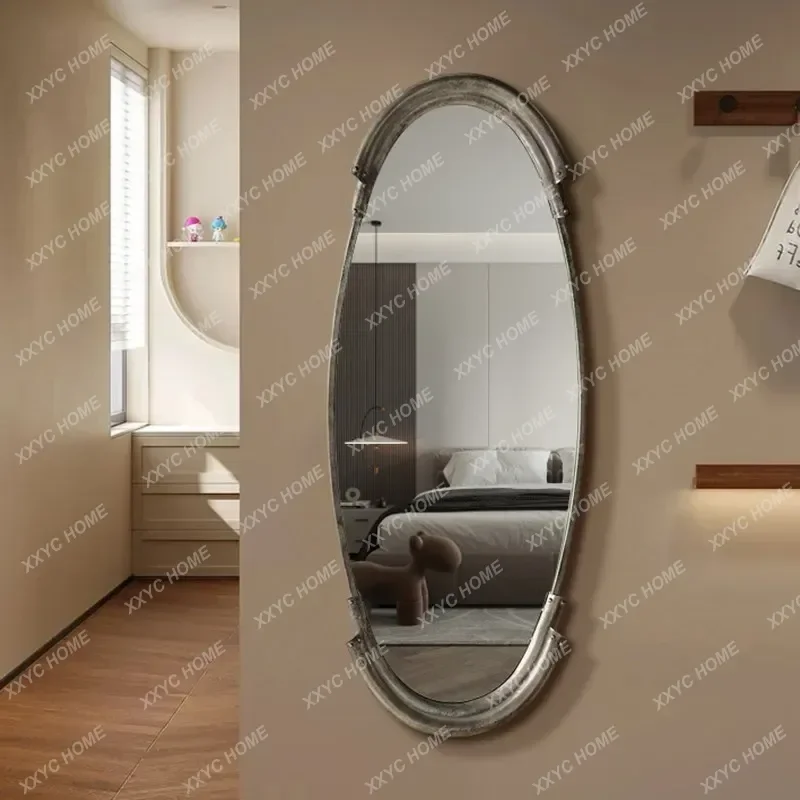 retro full-body mirror antique living room full-length mirror entrance light luxury decorative mirrorTJ
