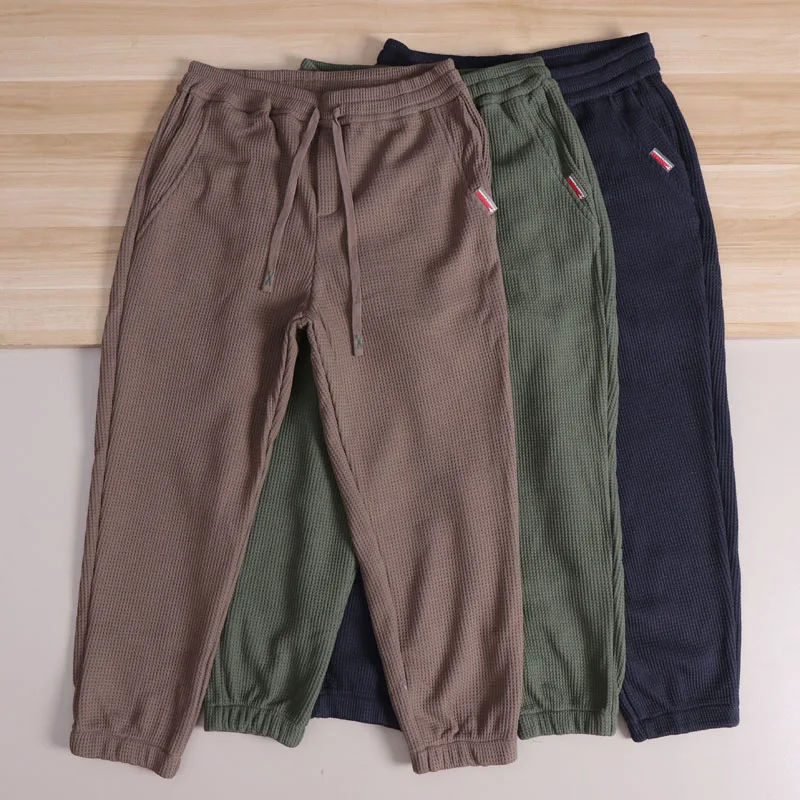 

Thi Knitted Fce Lined Cuffed Sweatpants American Sle Heavyweight Warm Men's Casual Trousers Spor Loose Fit Pants