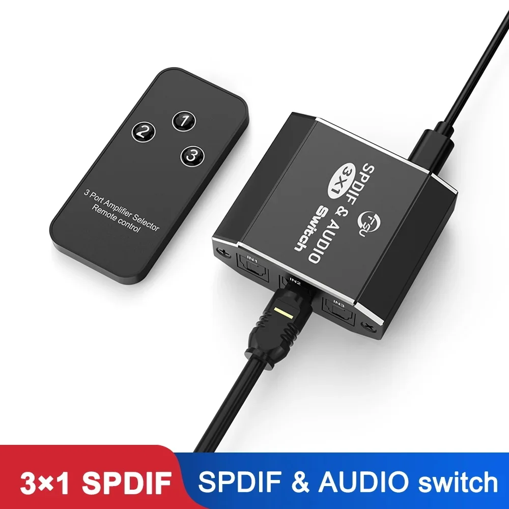 FSU SPDIF AUDIO Switch 3 wejścia 1 wyjście Rozdzielacz optyczny Toslink Cyfrowy optyczny przełącznik audio 3X1 Adapter audio do HDTV DVD PS4 XBOX