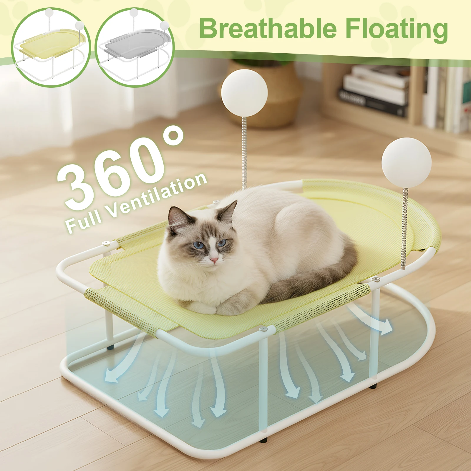 

Free-Standing Elevated Cat Bed With Washable Breathable Mesh Fits Up To 10kg Elevated Outdoor Pet Cot for Small Dog Kitten