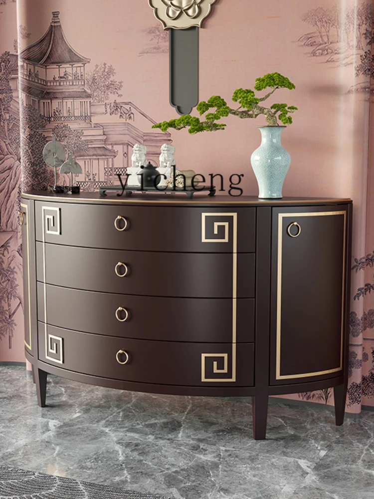 ZK  Entrance Cabinet Solid Wood Semicircle Home Chest of Drawers Side View Cabinet Modern Classical Sideboard Cabinet