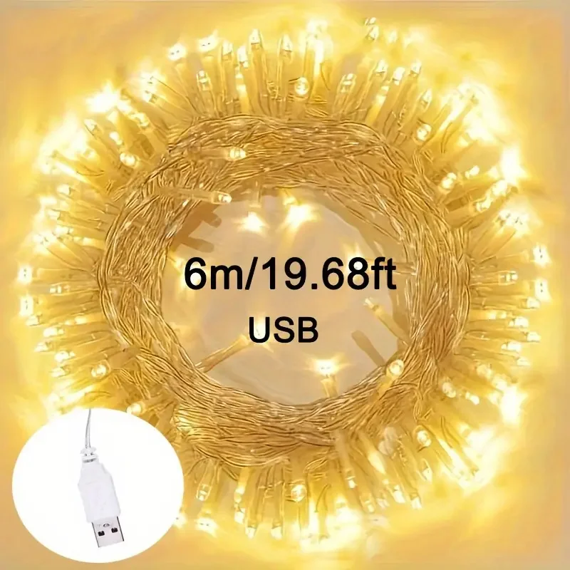 USB Icicle Light String 6M 40LEDs Indoor Bedroom Outdoor Garden Wedding Party Curtain Light Christmas Decor String Light