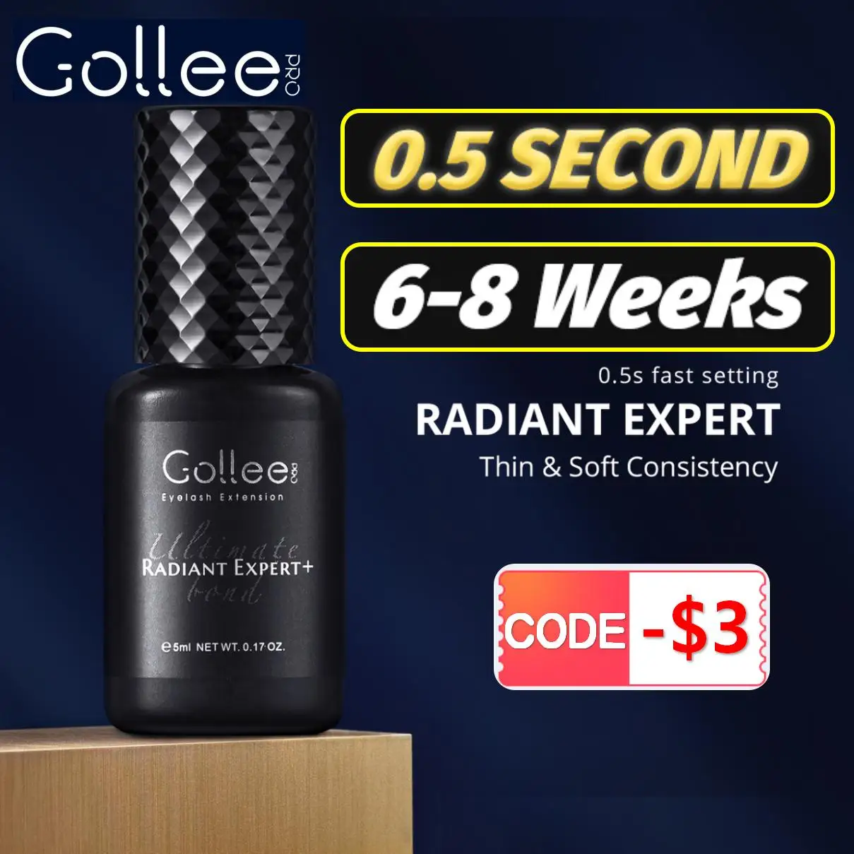 15 Uds Gollee sin quemar 0,5-1s extensión de pestañas de secado rápido Gule impermeable fuerte pestañas postizas adhesivas suministro de herramientas de pestañas