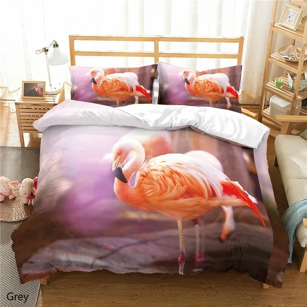 2026 Flamingo Duvet Cover With Pillow Cover Bedding Set(No Filler) 3D Printed Pink/White/Green Bed Set For Kids And Adults All S