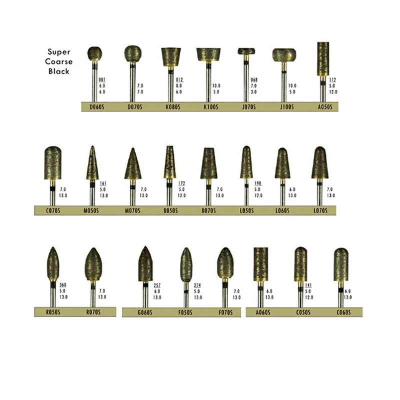 Dentystyczny w pełni spiekany diamentowy wiertło HP, narzędzia stomatologiczne, polerka z cyrkonu, czarny lakier do szlifowania