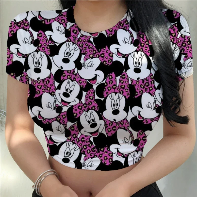 Women's T-Shirts Y2K Style Summer Beach Fashion T-Shirts Disney-Mickey Mouse Sexy Women Crop Tops High Quality Woman clothes Dry