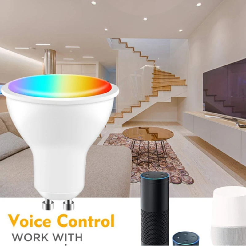 Tuya GU10 Smart LED Bulb Dimmable 5W AC100-130V WIFI+Bluetooth Smart Life App Control Work With Alexa Google Home 4 Pcs