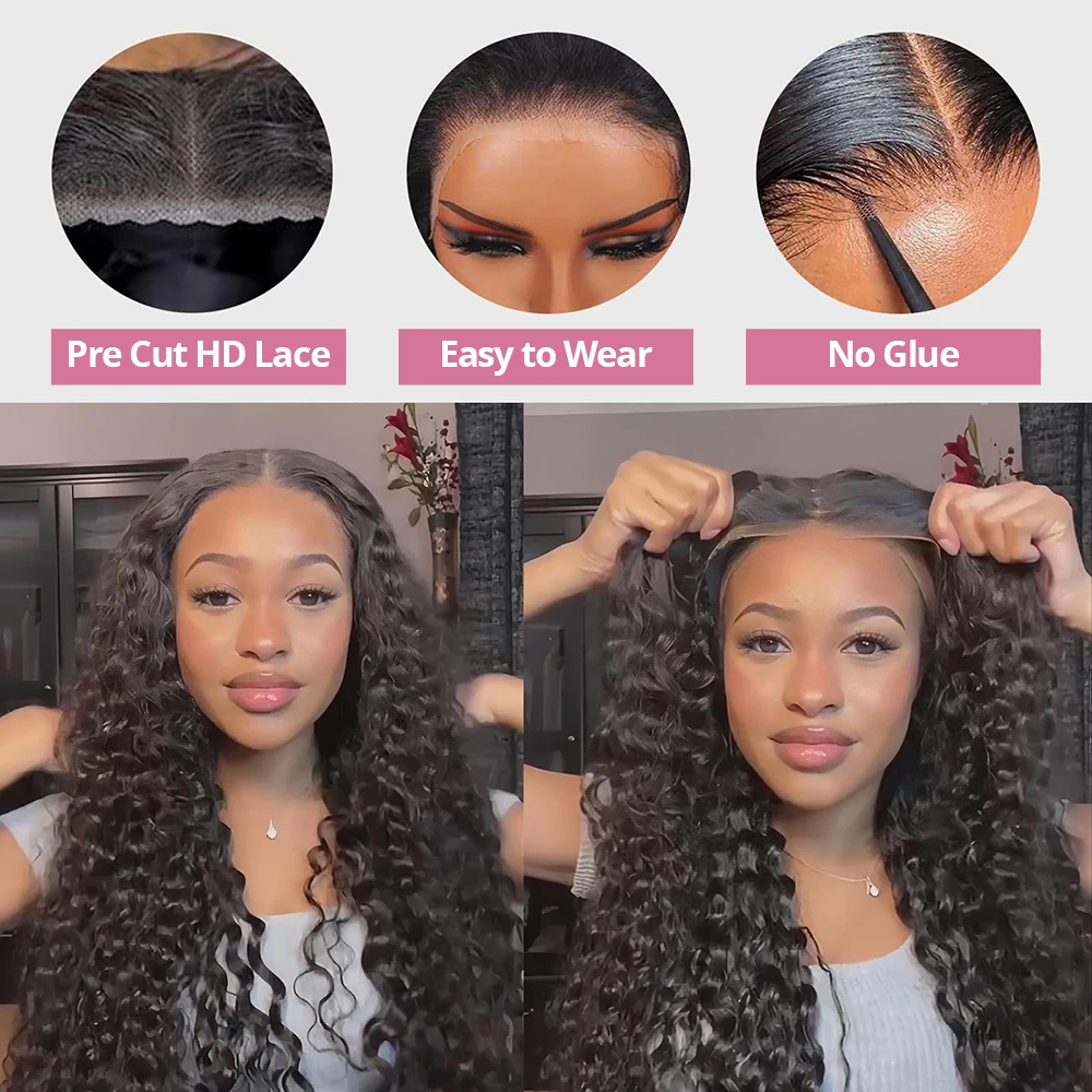 180 Density 30 Inch 13x6 Curly Lace Frontal Human Hair Wigs Deep Wave 7x5 Glueless Wigs Human Hair Pre Cut Ready To Wear On Sale