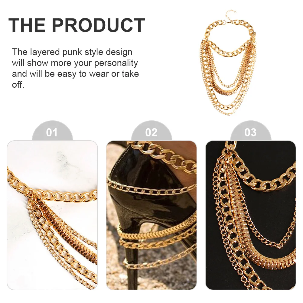 

Gold Tassel Female Layered Anklet Punk Ankle Chain Stylish Ankle Jewelry for Wedding Party Dating Travel Daily Wear