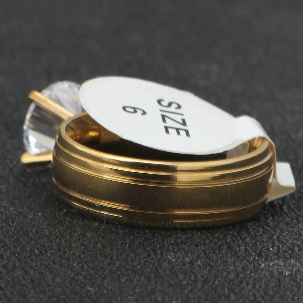 VQYSKO Jewelry wholesale fashion womens jewelry accessories lot womens rings fashion Gold Color Stainless Steel