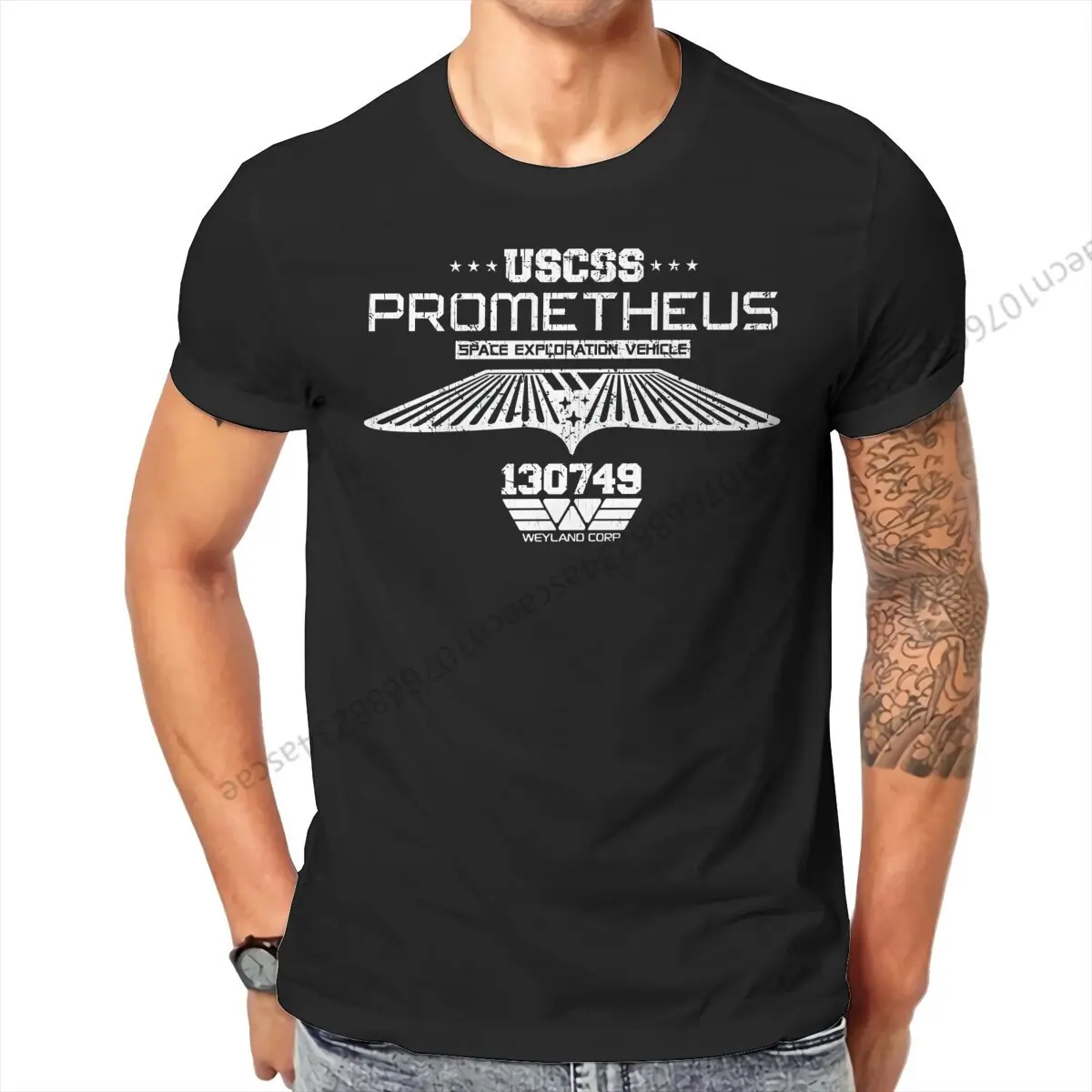 Camiseta de algodão masculina, Roupa de homem, Marinha colonial, Prometheus