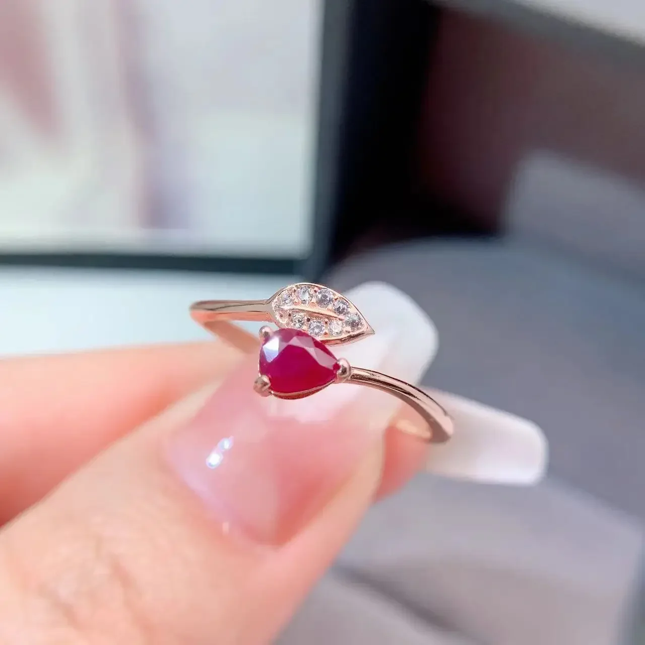 

Natural Ruby 3mm*4mm 925 Silver Natural Ruby Jewelry Gift for Woman Fashion Ring for Office Woman Sterling Silver Jewelry