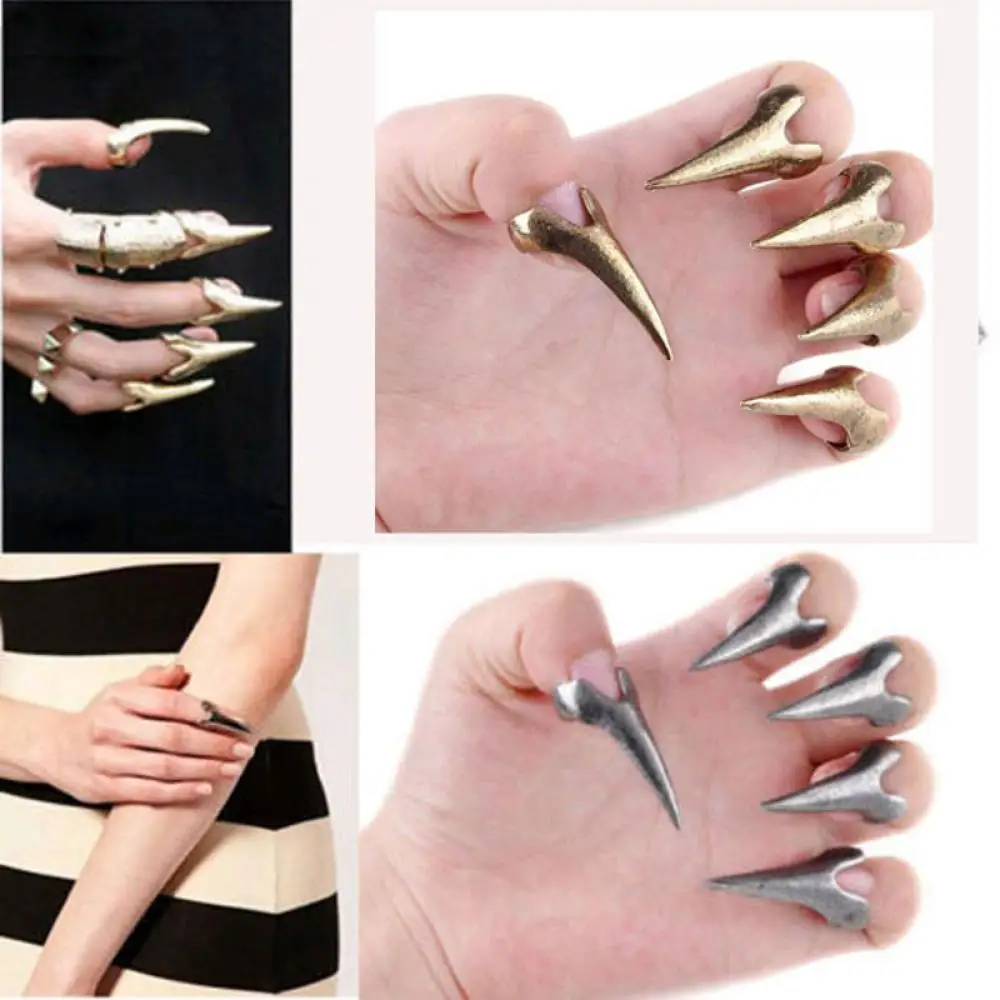 5pcs Wholesale Punk Nail Spike Rock Finger Rings Claw Gothic