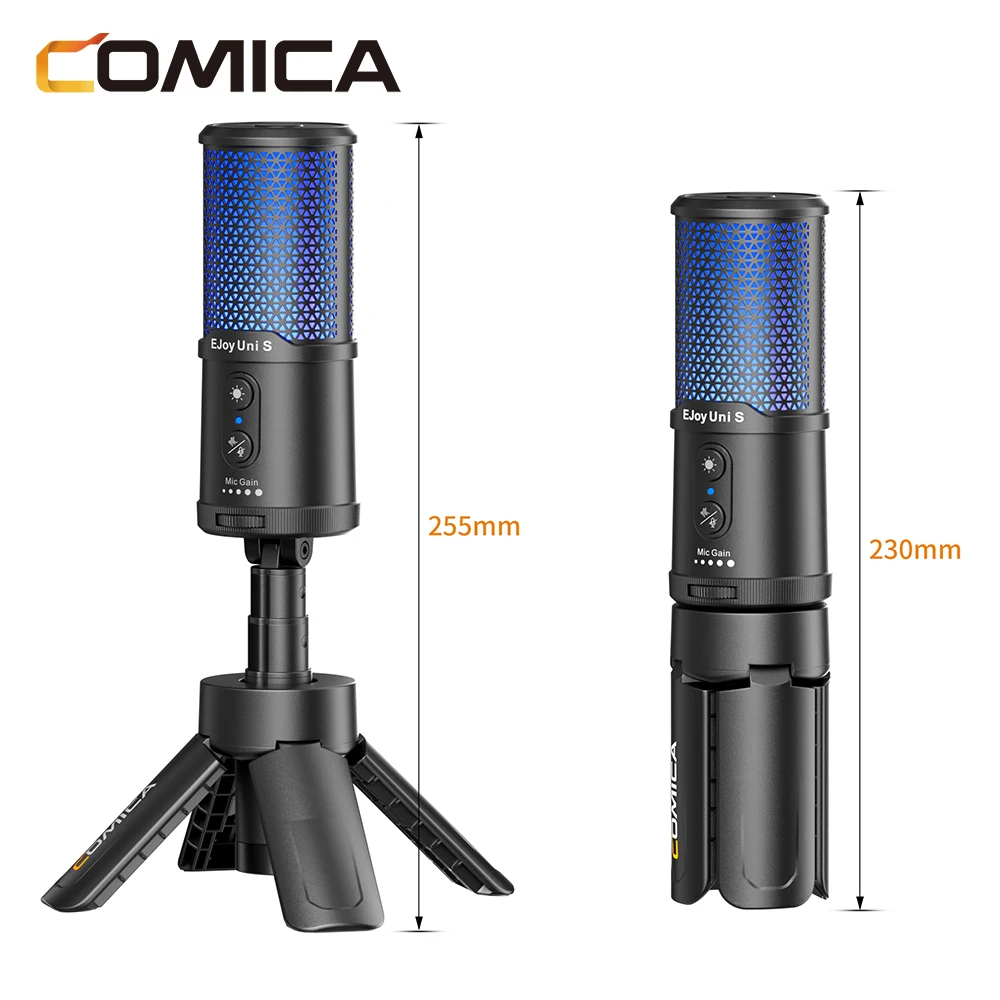 ميكروفون ألعاب COMICA Ejoy UNI S RGB مع حامل ثلاثي القوائم، وإلغاء الضوضاء للبث والتسجيل #2