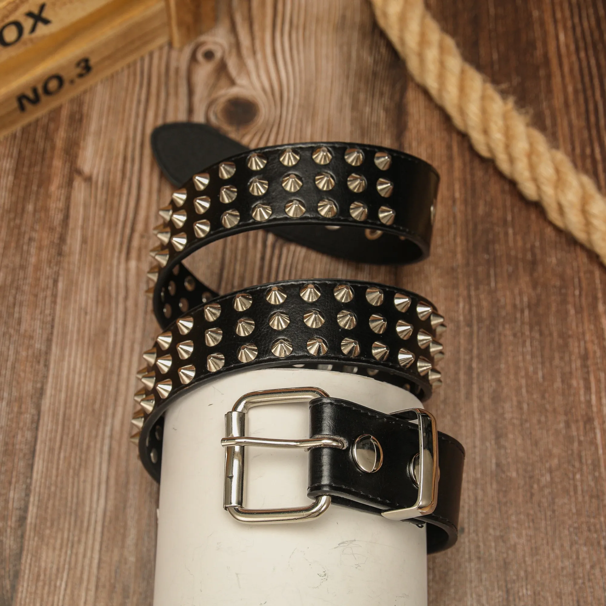 Rivet Pin Buckle 50/56/64 Row Pure Handcrafted Combination Zinc Alloy Rivet Punk Rock Rivet Belt for Both Men and Women
