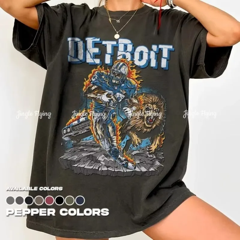 Detroit futebol camiseta unissex estilo vintage esportes fã vestuário jogo dia leões mercadoria conforto cores camiseta