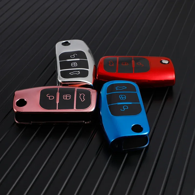 TPU Folding Key Cover para carros Ford, Shell Case, Keychain Protector, Focus 2, MK2, Fiesta, Mondeo, Galaxy, Falcão, Colorado, Ecosport