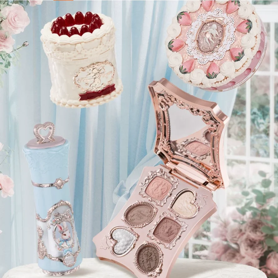 set-de-regalo-de-maquillaje-flower-knows-de-4-piezas-sombra-de-ojos-brillante-polvo-compacto-barra-de-labios-resistente-al-agua-paleta-de-corrector