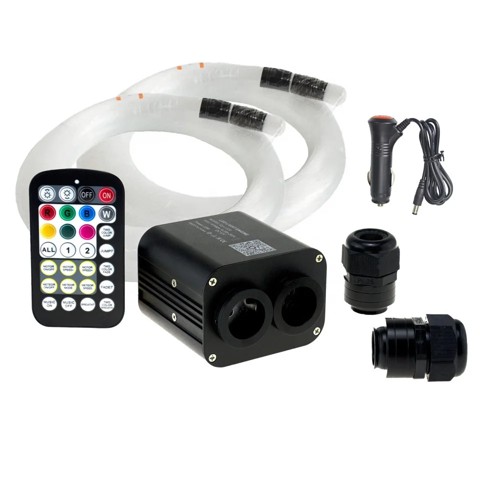 DC12V 20W Twinkle Fiber Optic Light Engine with Mobile App Control 0.75mm 900pcs Fiber Optic for Car Starlight 3meter
