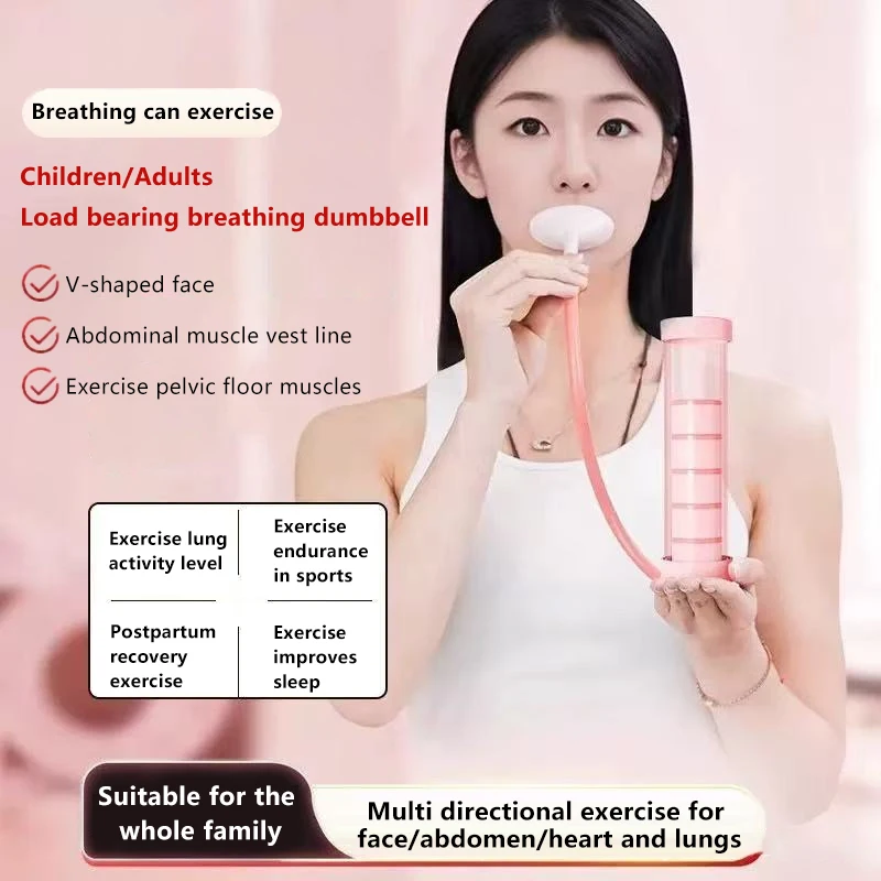 Conjunto de halteres de respiração profunda, equipamento de treino de músculos abdominais, treinador de capacidade pulmonar para adultos, homens e mulheres