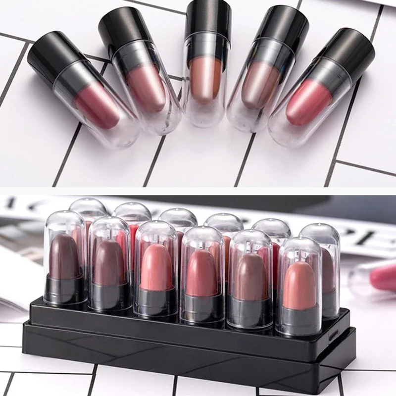 12pcs Plastic Lipstick Sample Tube Mini Lip Balm Empty Tube DIY Cosmetic Tool Empty Lip Gloss Tubes Cosmetic Makeup Containers