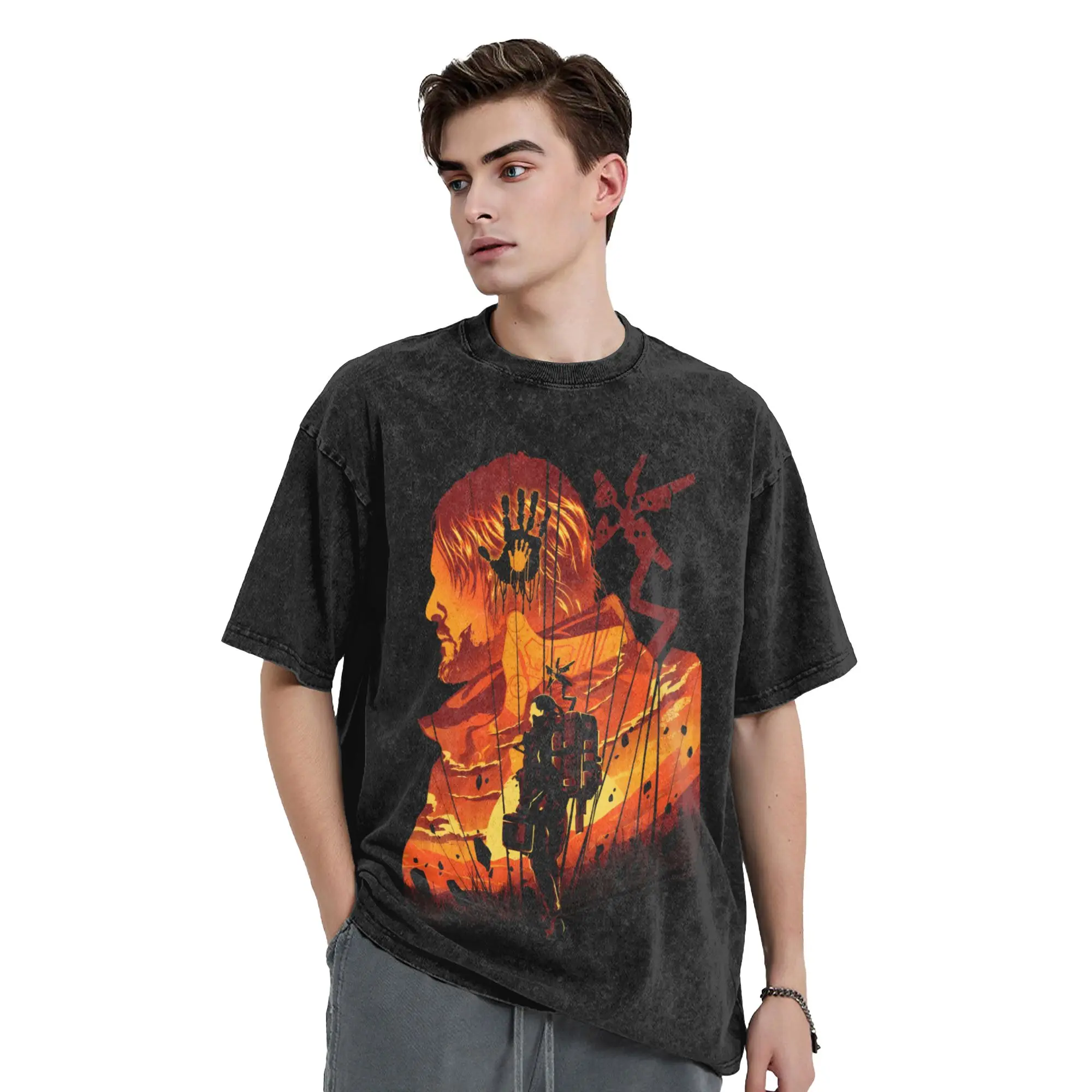 Couple T Shirt Porters Path Death Stranding Washed T Shirts Popular  Summer Tees Y2K Classic Simple Cotton Tops Plus Size 2XL