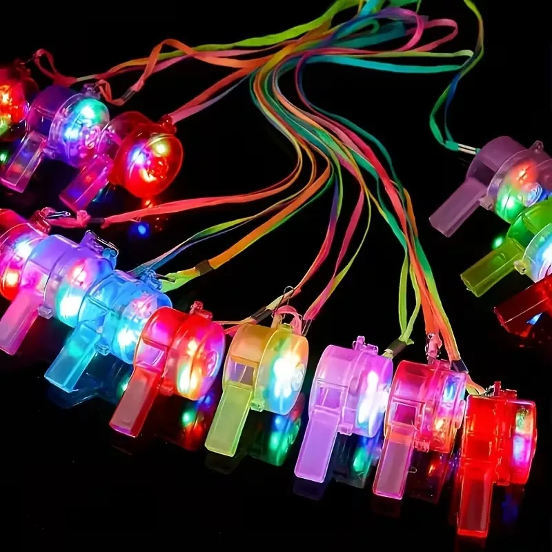 10-80 قطعة LED توهج صافرة مع الحبل توهج في الظلام حفلة تفضل متعة متوهجة لعبة صفارات للأطفال البالغين الطرف الديكور #1