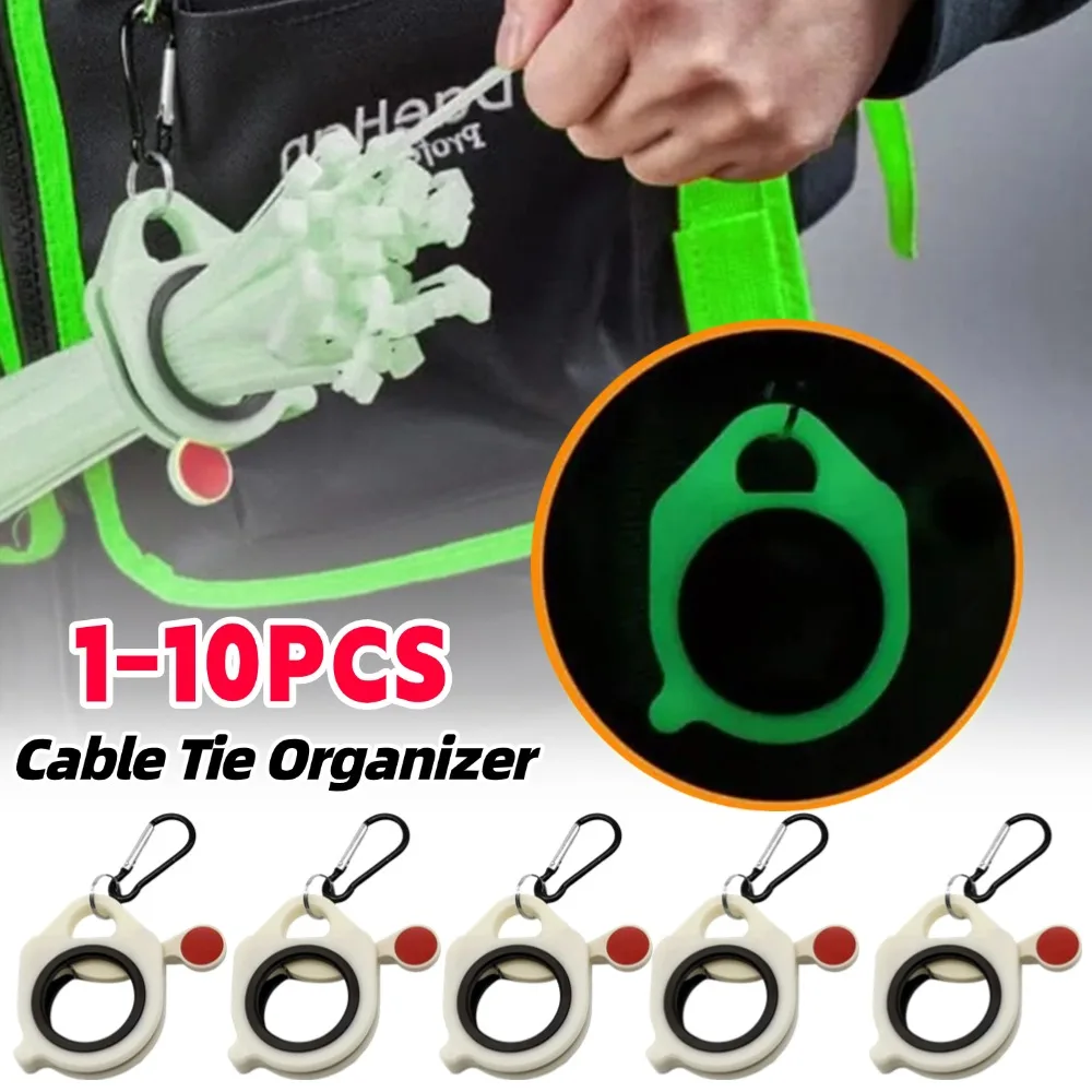 

1-10PCS Fluorescent Cable Strap Organizer Ties Clip Plastic Storage Cable Holder Portable Electrical Wire Tie Arrangement Tools